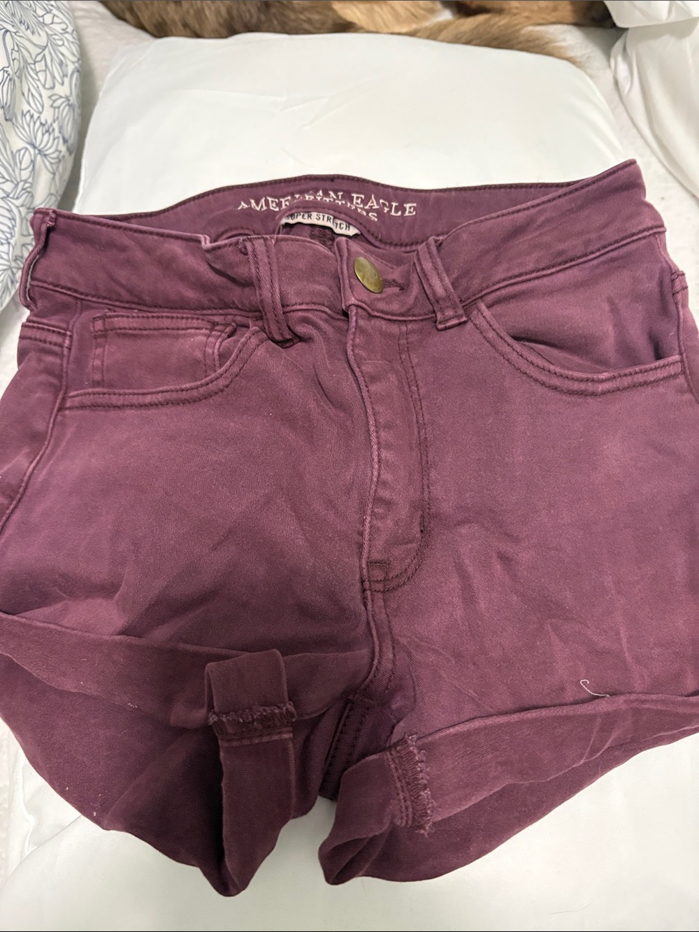 American Eagle Outfitters Plum High-Waist Denim Shorts
